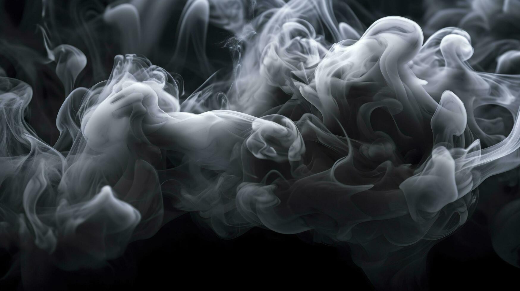 il vicino su Visualizza rivela il ipnotizzante modelli e textures entro il Fumo, il etereo qualità di il Fumo contro il buio sfondo. ai generativo foto