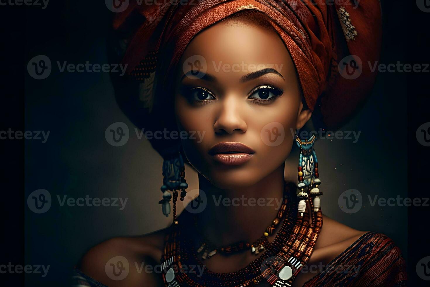 bellissimo africano donna nel etnico vestire. neurale Rete ai generato foto