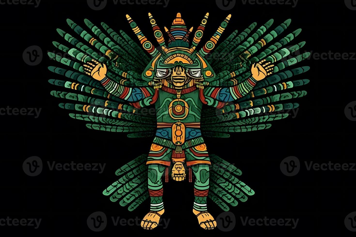 arte di azteco Maya Dio. neurale Rete ai generato foto