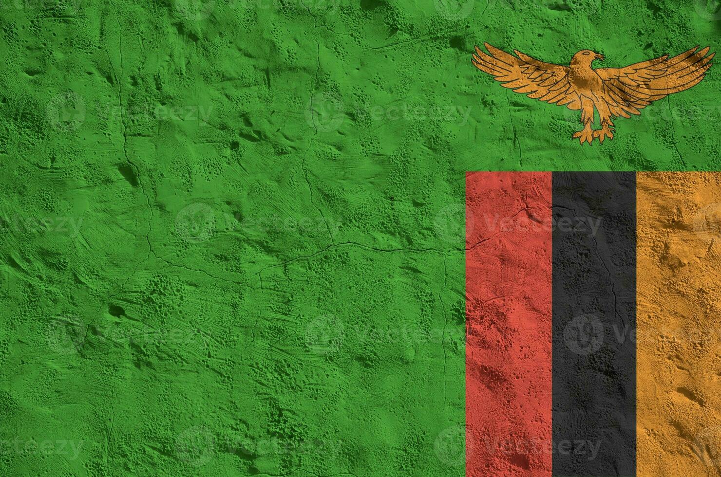 Zambia bandiera raffigurato nel luminosa dipingere colori su vecchio sollievo intonacatura parete. strutturato bandiera su ruvido sfondo foto