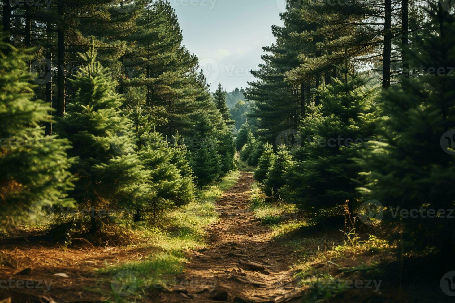 pino alberi nel foresta. ai generativo foto