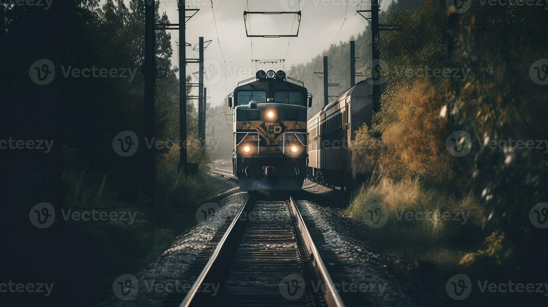 treno su il Ferrovia, generativo ai foto