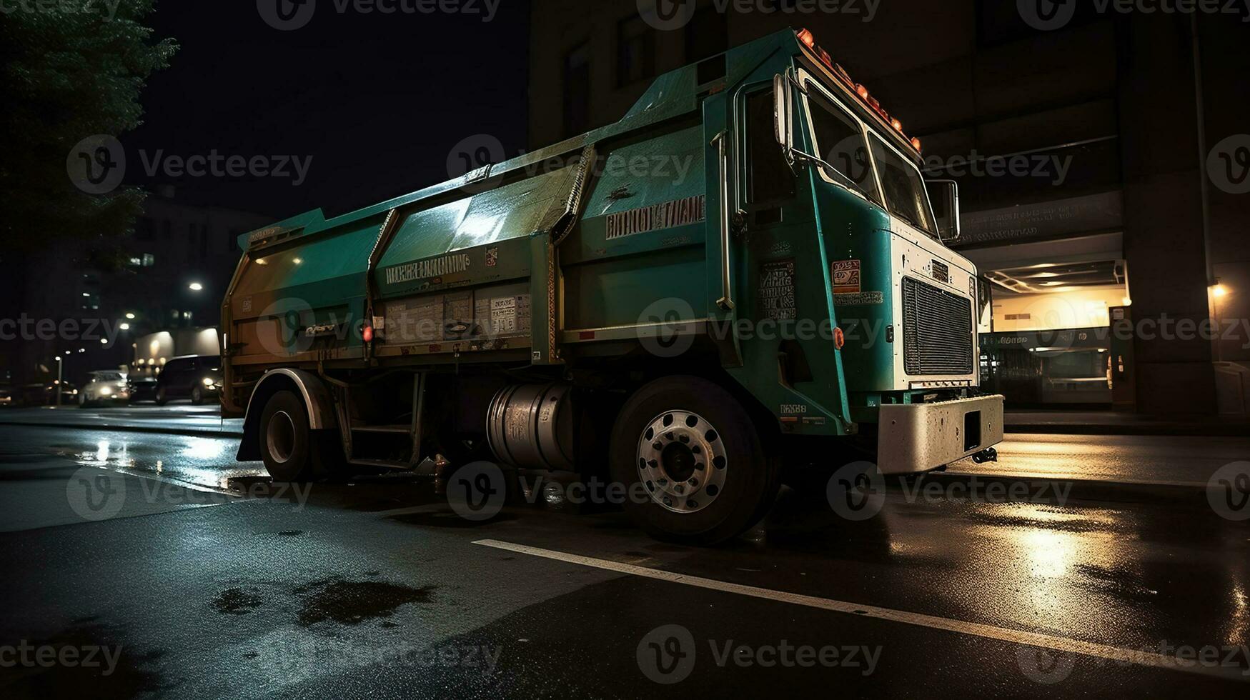 spazzatura camion all'aperto. ai generativo foto