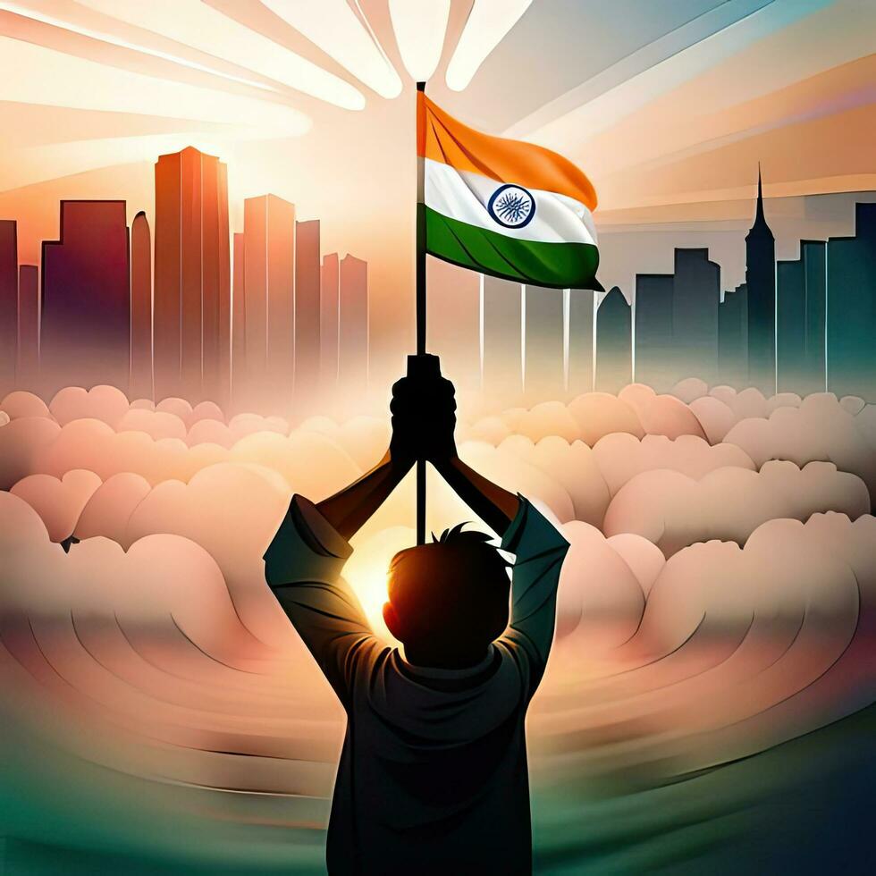 India indipendenza giorno composizione con piatto design generativo ai foto