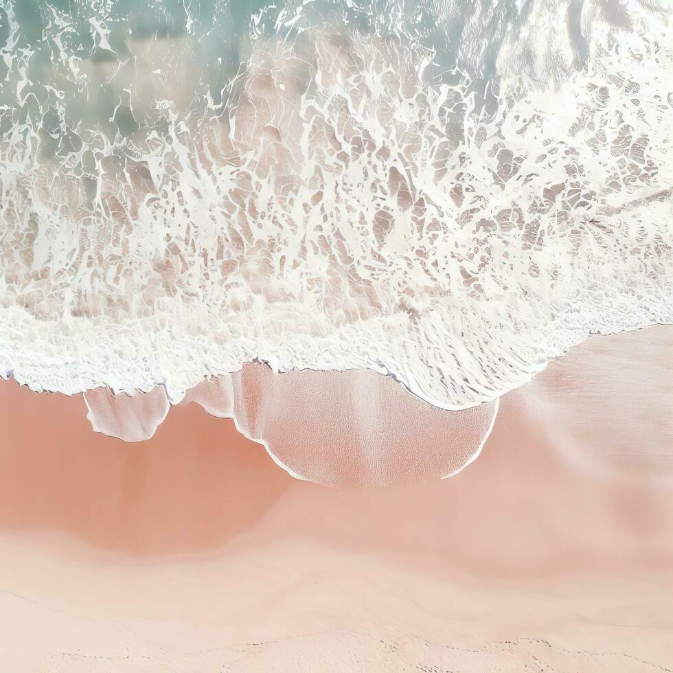 aereo Visualizza di chiaro turchese mare aereo Visualizza di sabbioso spiaggia e oceano con onde generativo ai foto