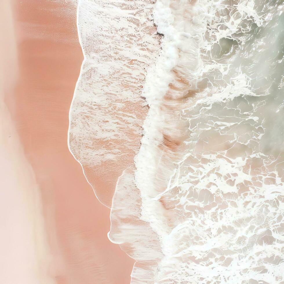 aereo Visualizza di chiaro turchese mare aereo Visualizza di sabbioso spiaggia e oceano con onde generativo ai foto