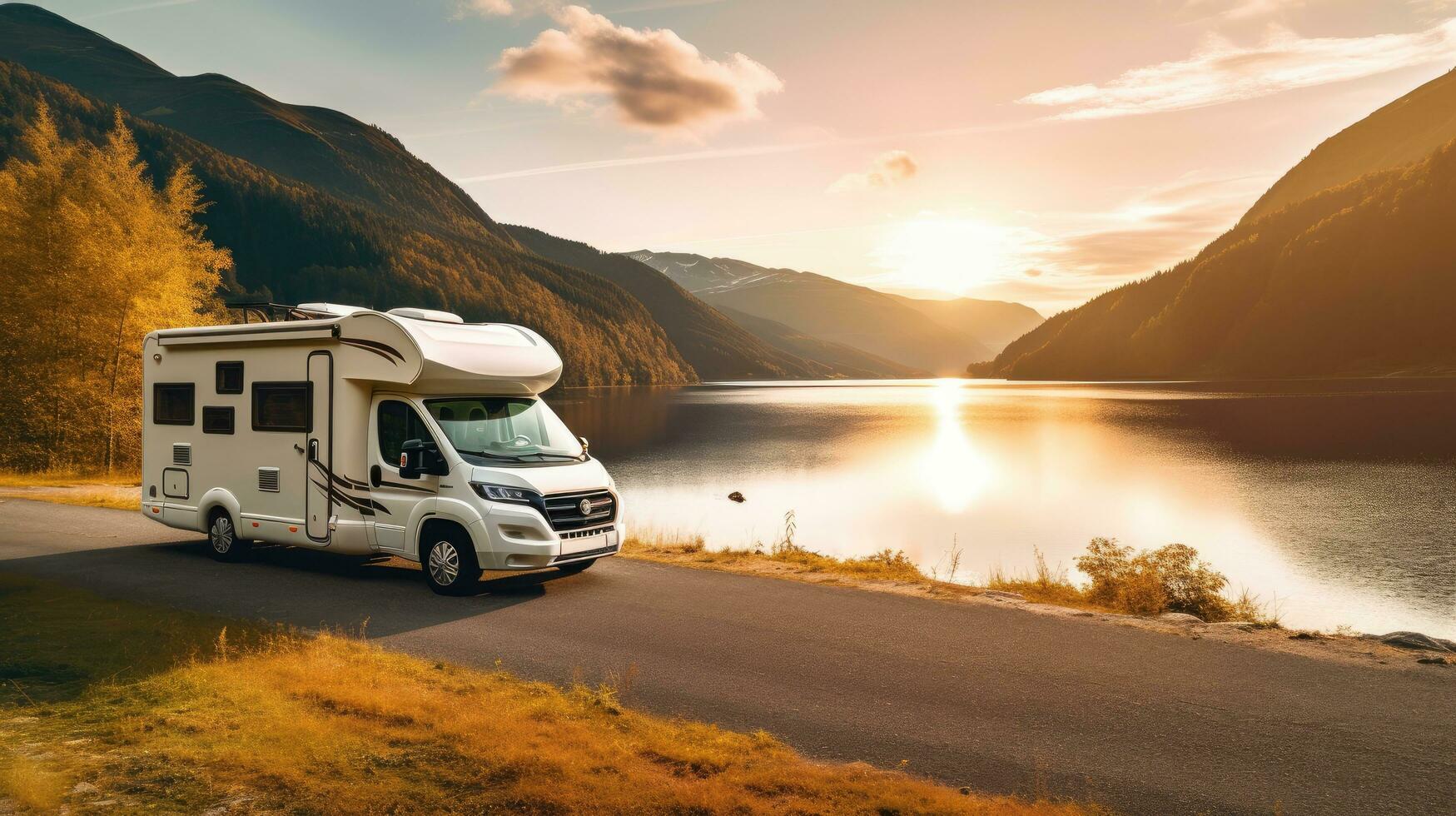 famiglia vacanza viaggio camper, vacanza viaggio nel camper, caravan auto vacanza. bellissimo natura Norvegia naturale paesaggio. foto