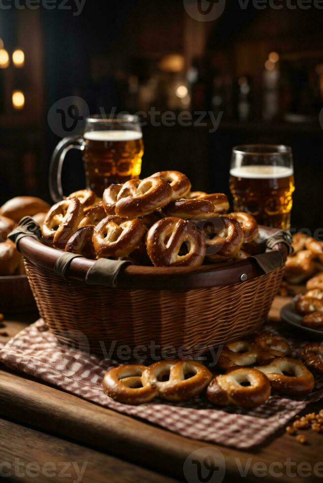 oktoberfest preparativi con delizioso salatino e birra Festival foto