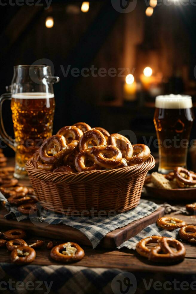 oktoberfest preparativi con delizioso salatino e birra Festival foto