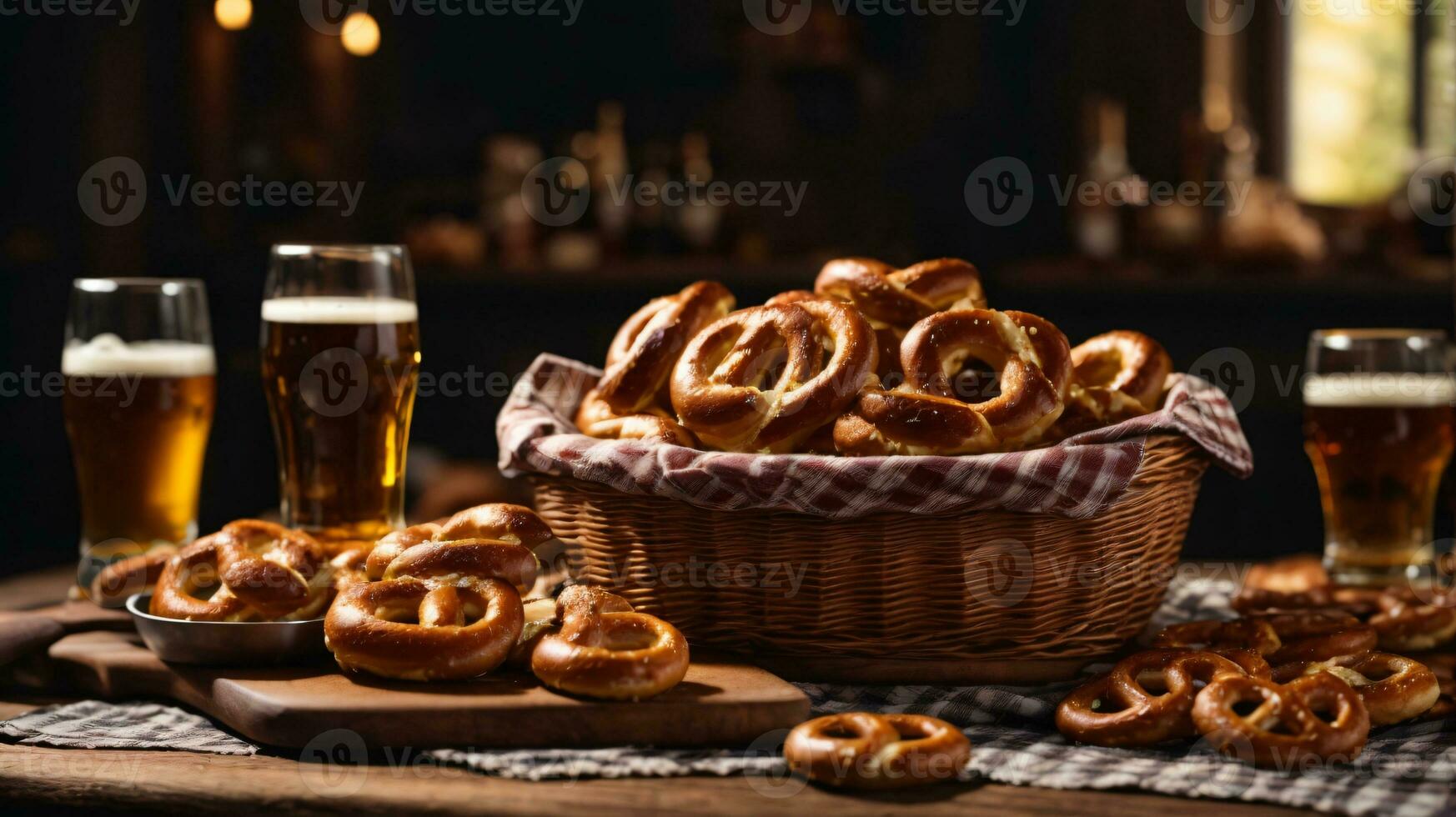 oktoberfest preparativi con delizioso salatino e birra Festival foto