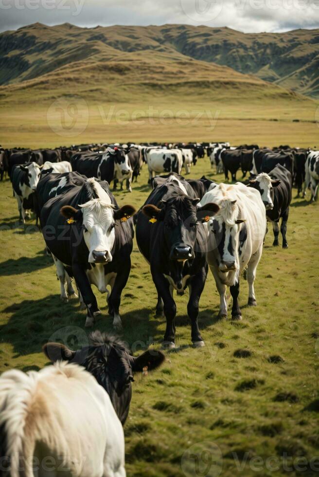 mandria mucche su nuovo Zelanda erba campo foto
