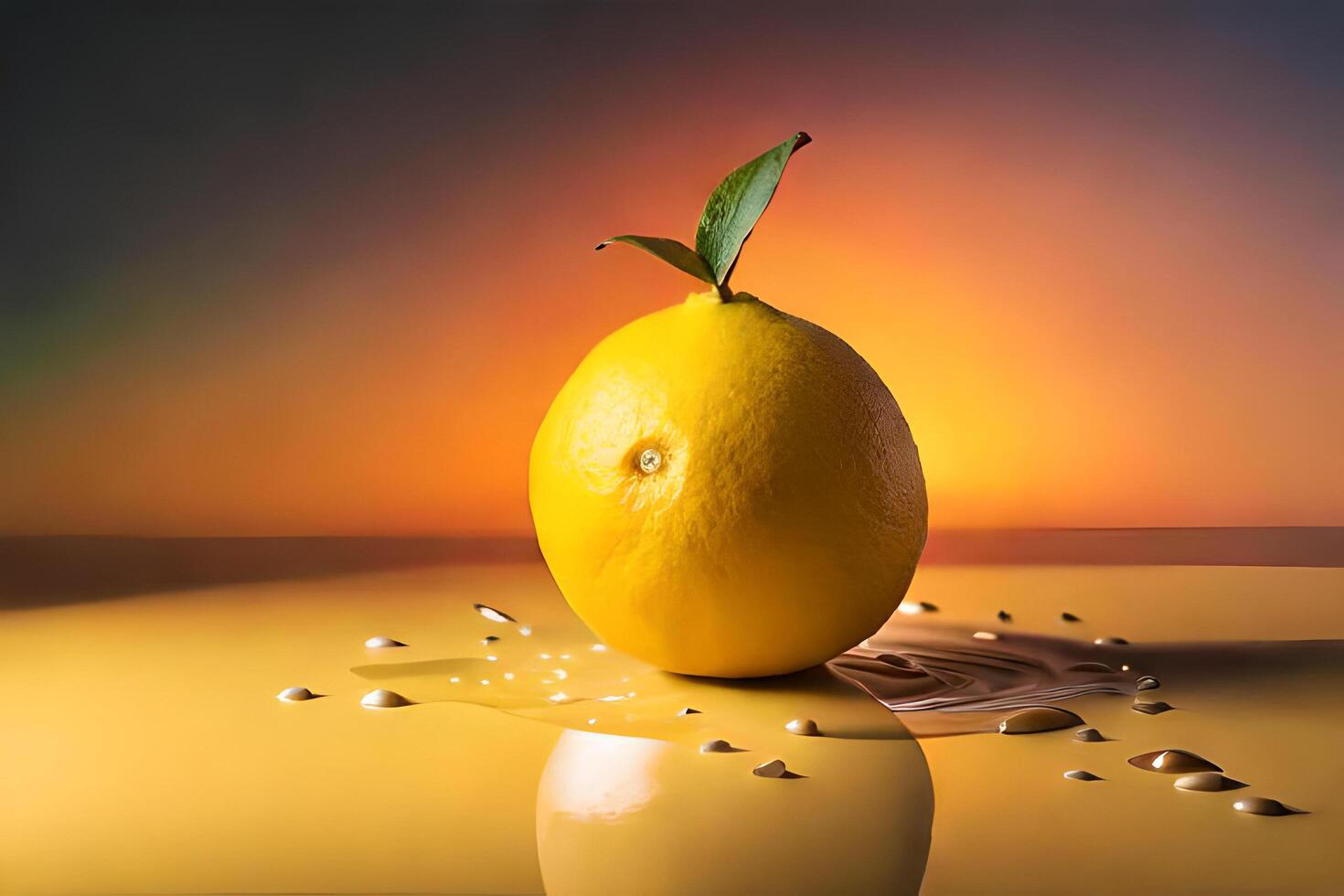 Limone frutta come gocciolante arte nel un' colorato giallo sfondo foto