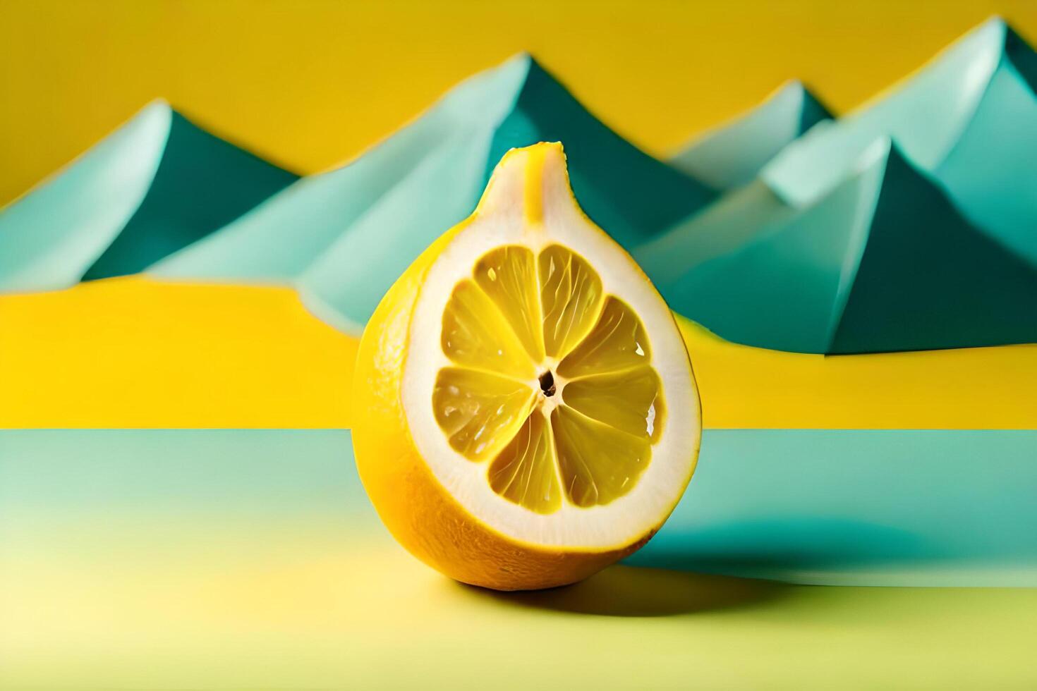 Limone frutta come gocciolante arte nel un' colorato giallo sfondo foto