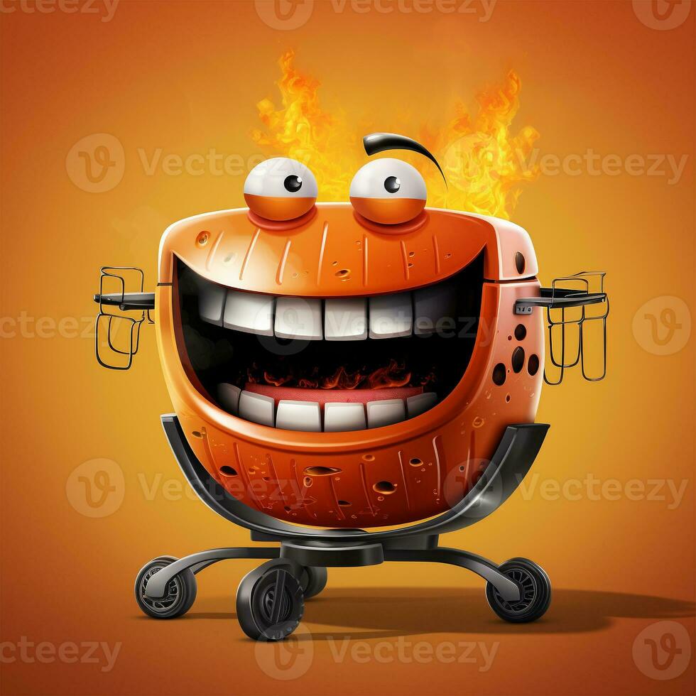 un' barbecue griglia sorridente vettore foto