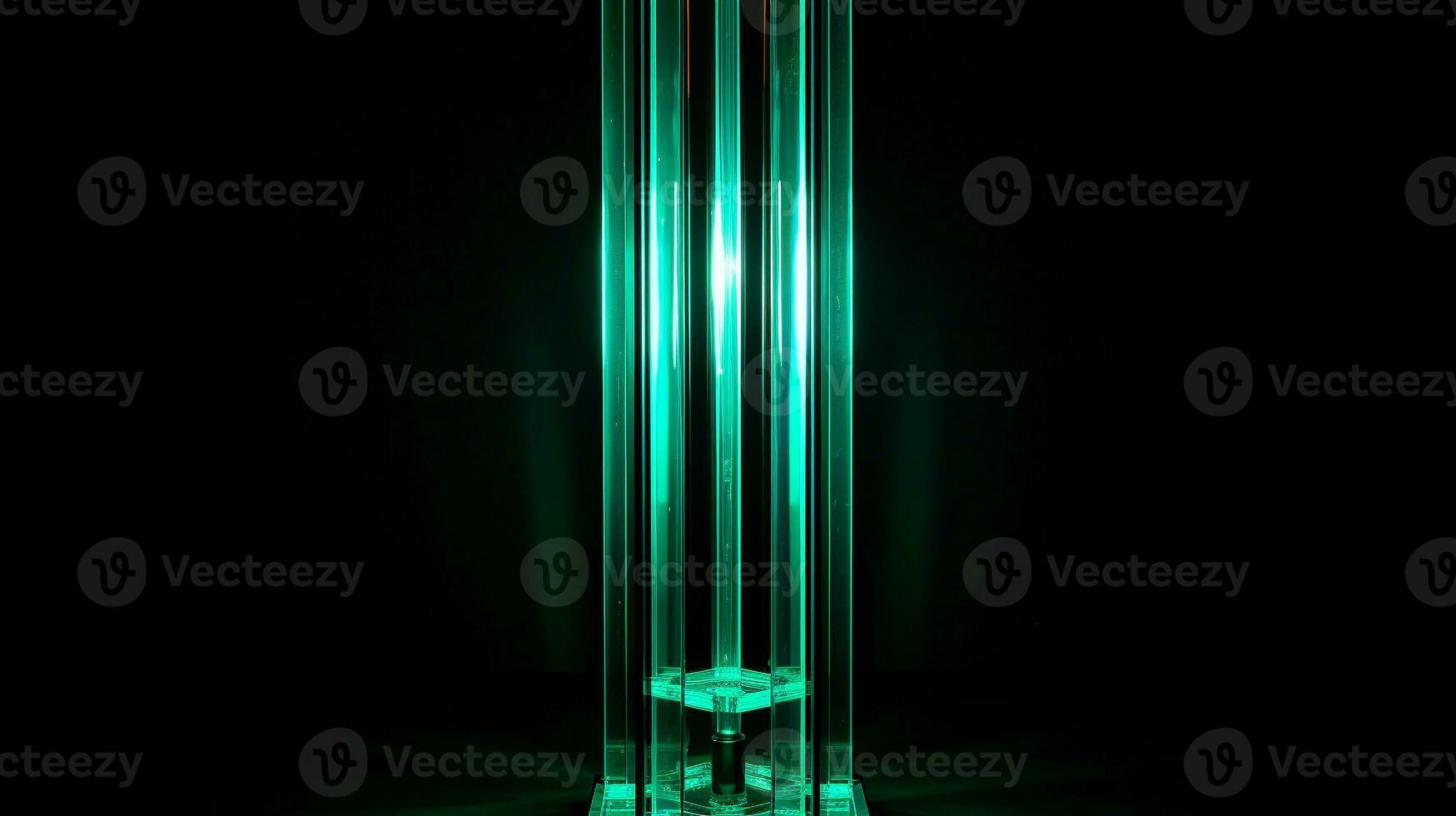 acqua verde neon verticale lampada su nero sfondo generativo ai foto