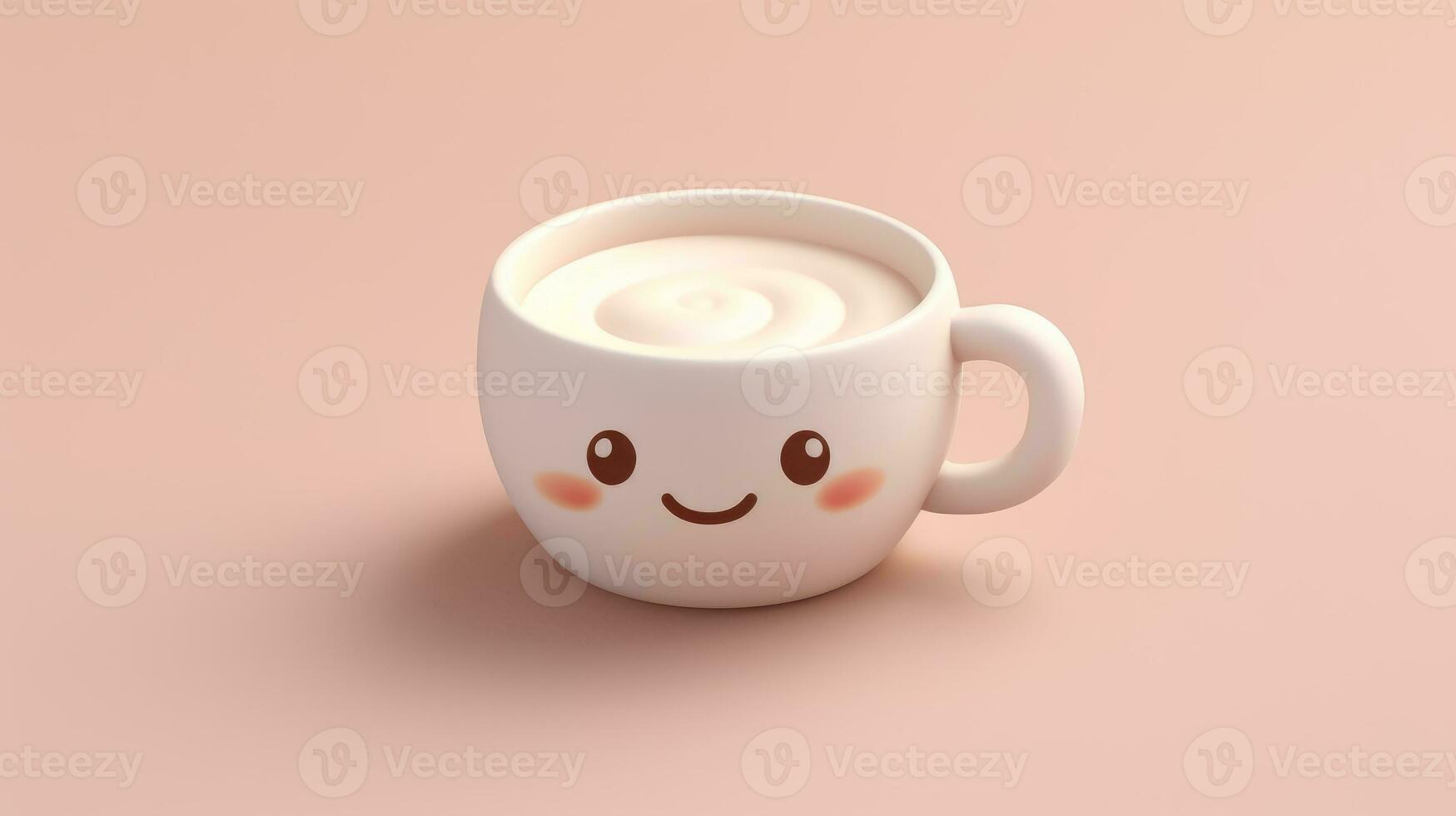 un' minuscolo carino caffè rosa emoji su leggero rosa sfondo generativo ai foto