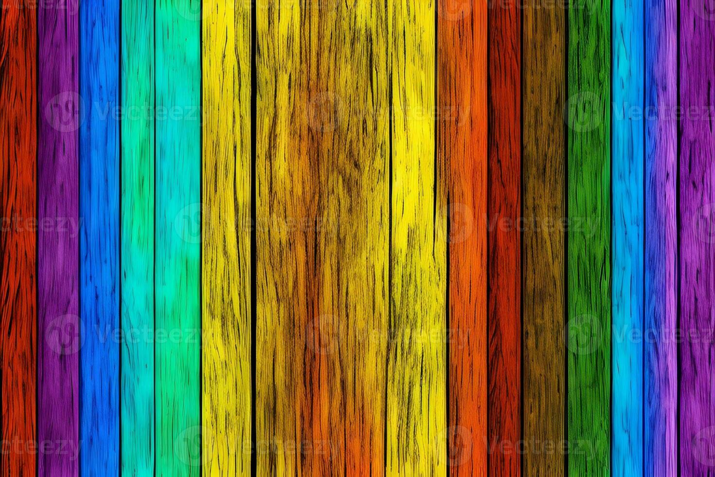 colorato legna sfondo, arcobaleno legna sfondo, legna sfondo, ai generativo foto