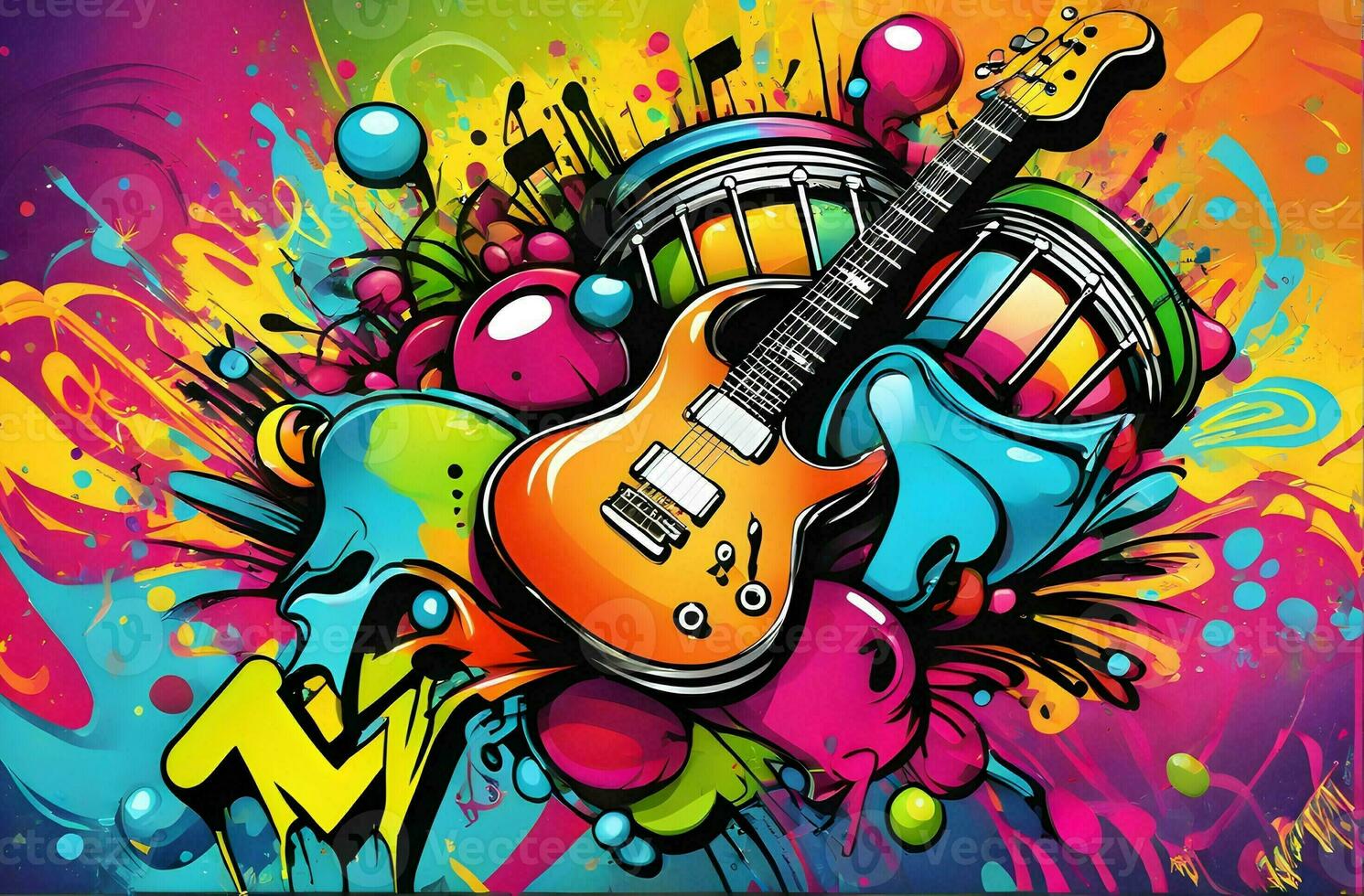 musica graffiti sfondo, graffiti sfondo, musica graffiti modello, musica graffiti sfondo, musica graffiti arte, musica graffiti dipingere, ai generativo foto