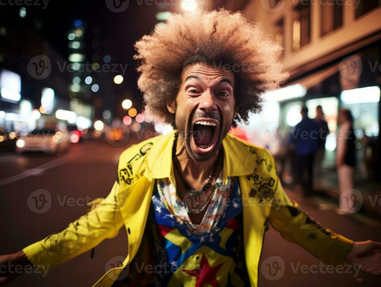 brasiliano uomo celebra il suo calcio squadre vittoria ai generativo foto