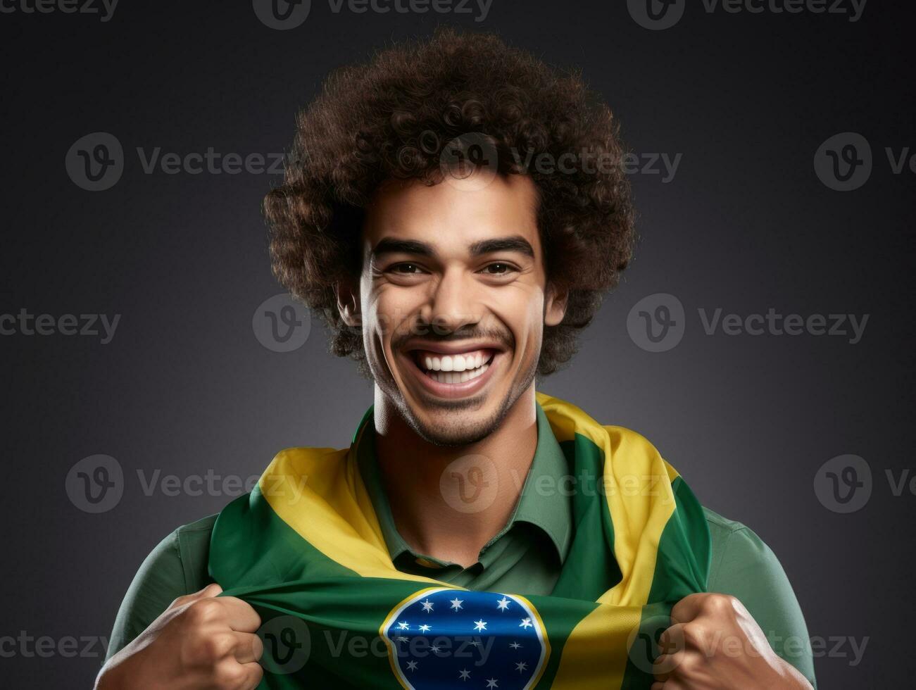 brasiliano uomo celebra il suo calcio squadre vittoria ai generativo foto