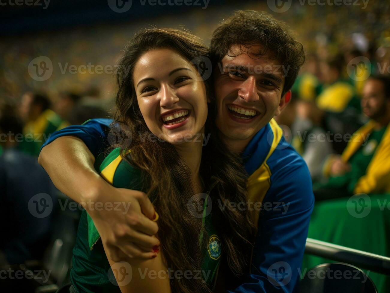 brasiliano uomo celebra il suo calcio squadre vittoria ai generativo foto