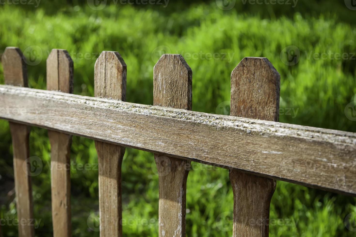 staccionata in legno in un giardino foto