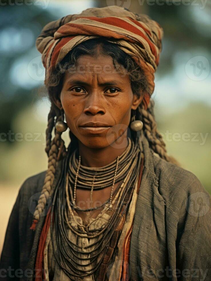 vecchio colorato fotografia di un' brasiliano donna a partire dal il presto 1900 ai generativo foto