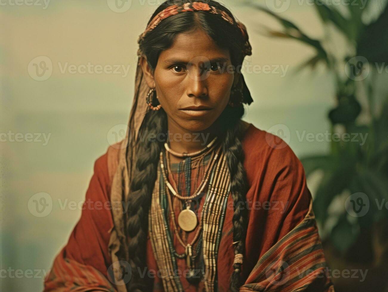 vecchio colorato fotografia di un' brasiliano donna a partire dal il presto 1900 ai generativo foto