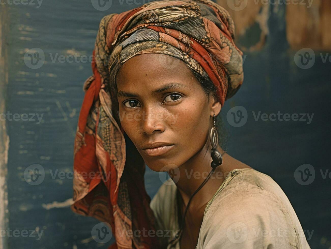 vecchio colorato fotografia di un' brasiliano donna a partire dal il presto 1900 ai generativo foto