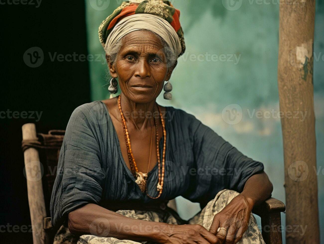 vecchio colorato fotografia di un' brasiliano donna a partire dal il presto 1900 ai generativo foto