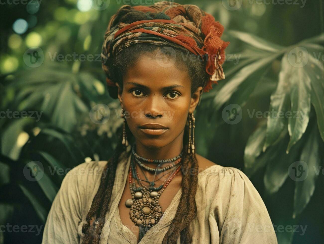 vecchio colorato fotografia di un' brasiliano donna a partire dal il presto 1900 ai generativo foto