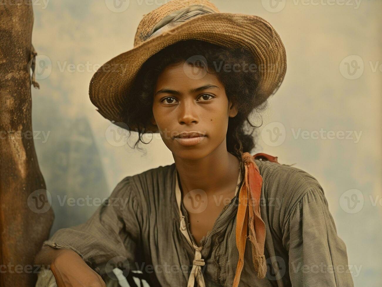 vecchio colorato fotografia di un' brasiliano donna a partire dal il presto 1900 ai generativo foto