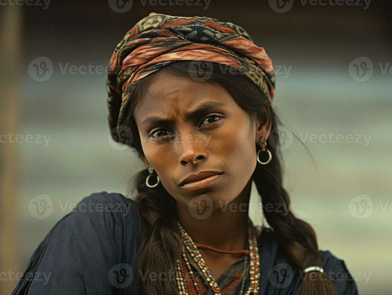 vecchio colorato fotografia di un' brasiliano donna a partire dal il presto 1900 ai generativo foto