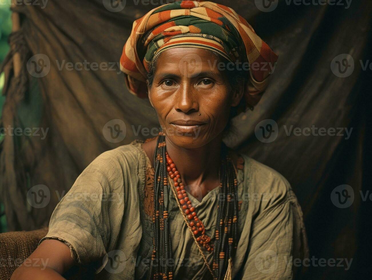 vecchio colorato fotografia di un' brasiliano donna a partire dal il presto 1900 ai generativo foto