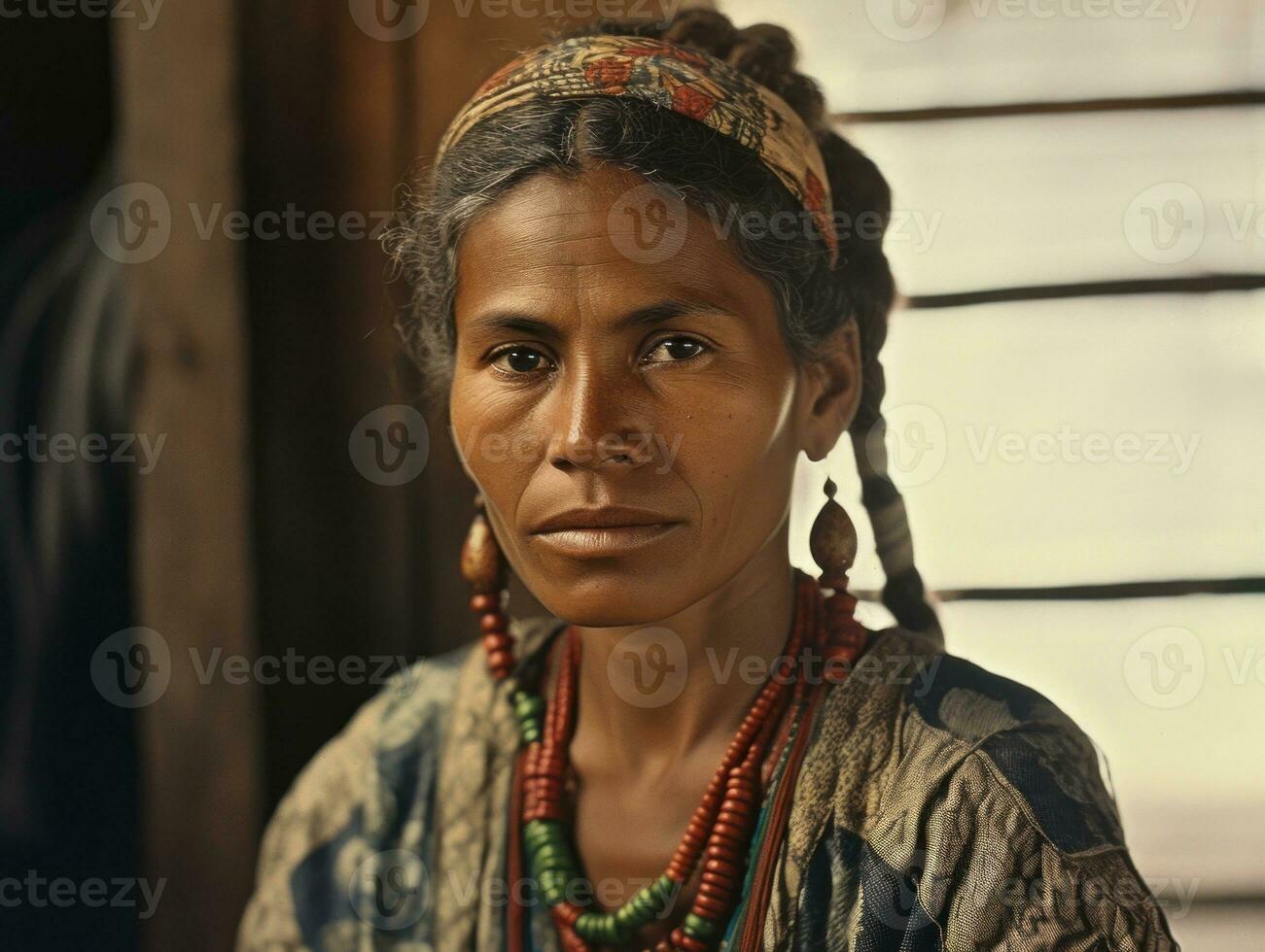 vecchio colorato fotografia di un' brasiliano donna a partire dal il presto 1900 ai generativo foto