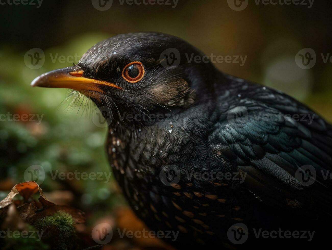 merlo uccello ritratto creato con generativo ai tecnologia foto