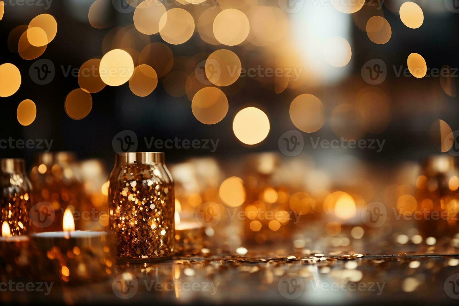 su di messa a fuoco sfondo, bokeh, oro colore, scintillamento peronospora. ai generativo foto