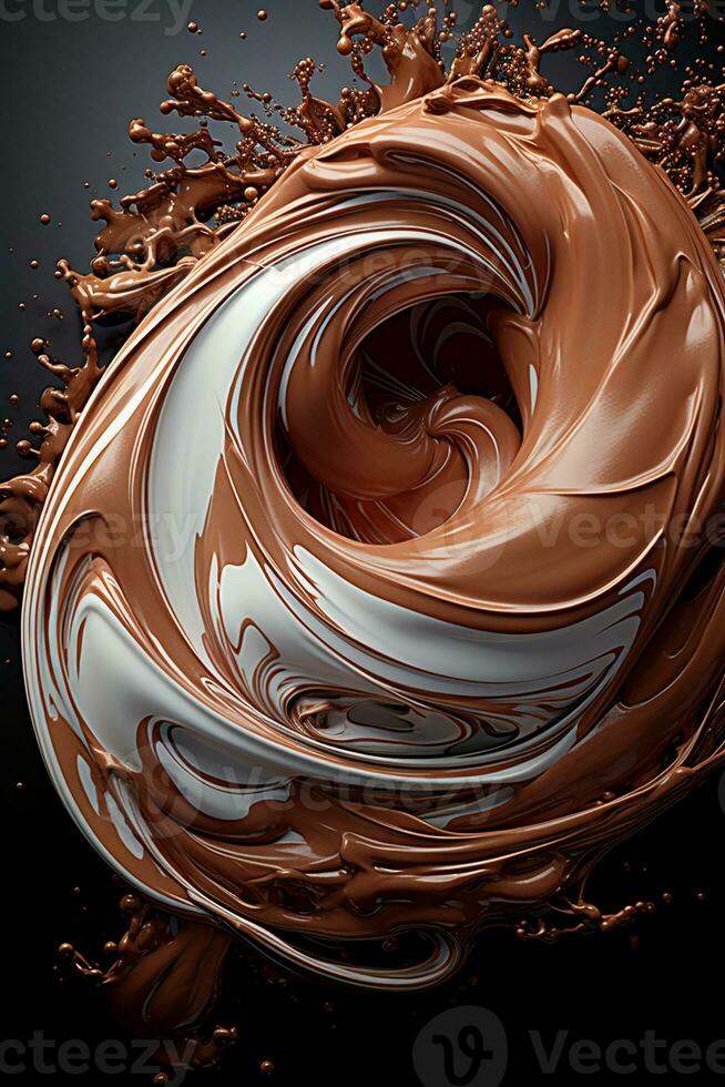 vicino su di un' frustato cioccolato vortice.. ai generativo foto