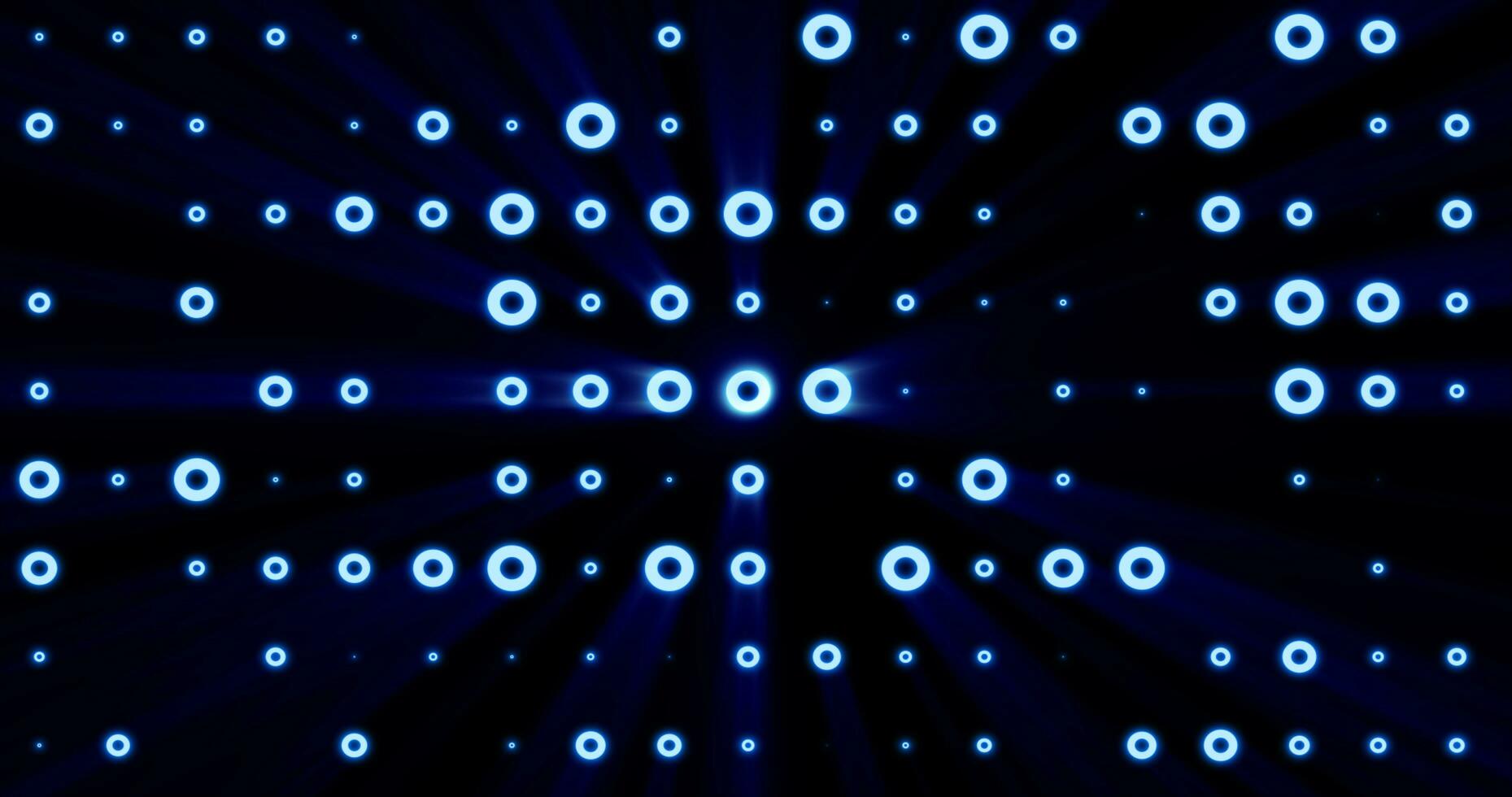 astratto sfondo di luminosa blu raggiante leggero bulbi a partire dal cerchi e puntini di energia Magia discoteca parete foto