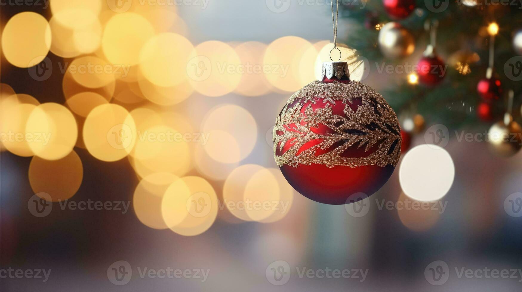 festivo composizione con Natale albero su sfocato sfondo. generativo ai foto