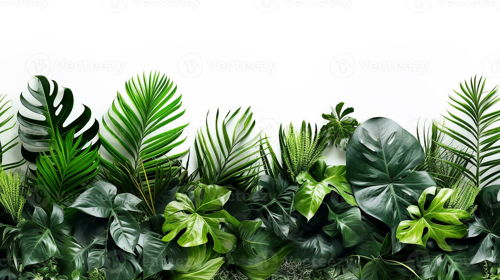 verde le foglie di tropicale impianti cespuglio floreale preparativi in casa giardino natura fondale isolato su bianca sfondo, ai generativo foto