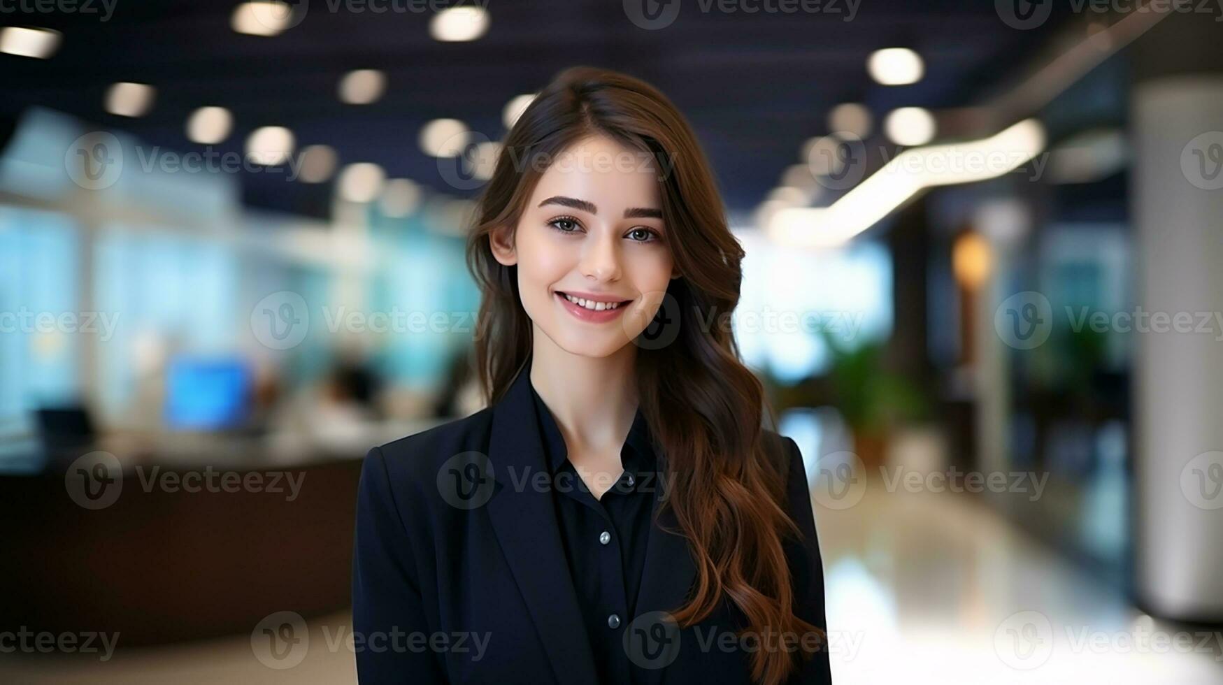 giovane donna indossare formale completo da uomo nel internazionale azienda pronto per opera, lavoro colloquio, ai generativo foto