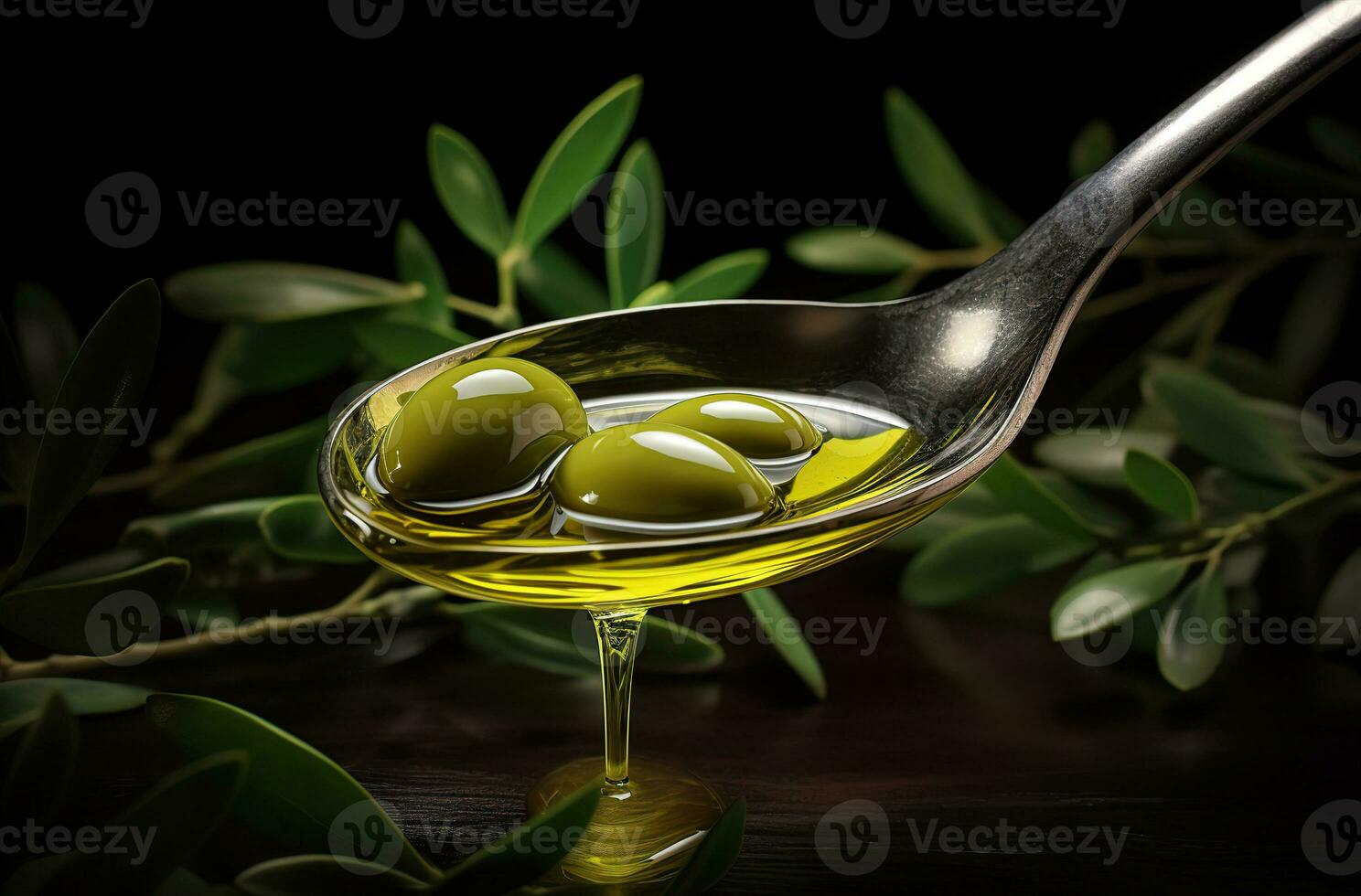 oliva olio su verde olive con le foglie. creato con generativo ai foto