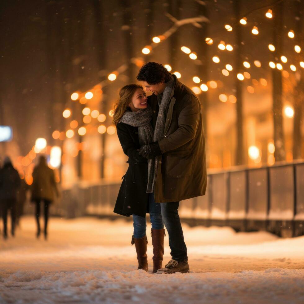 ghiaccio pattinando. giocoso, romantico, esilarante, divertimento, invernale foto