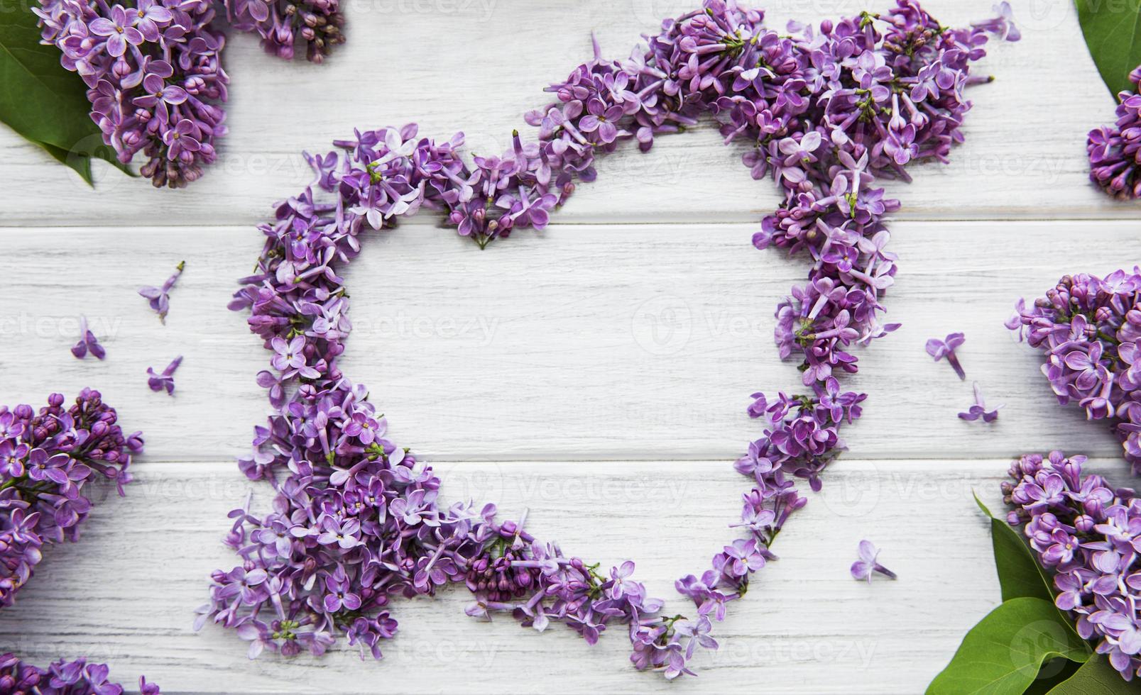cornice di rami e fiori di lillà a forma di cuore foto