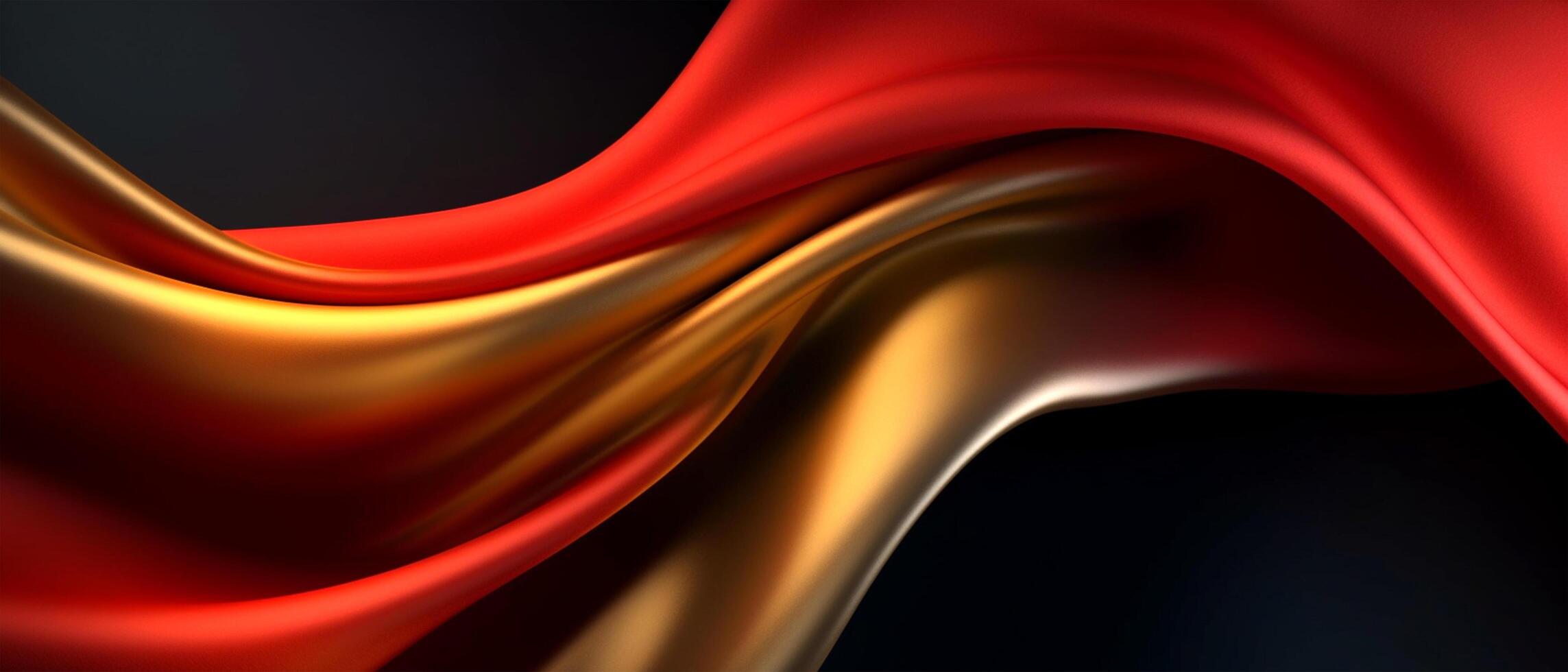 astratto 3d buio sfondo di rosso e oro onda tessuto. generativo ai foto