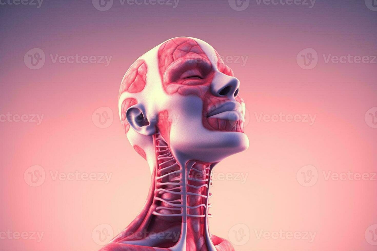 3d reso medico preciso illustrazione di un' donna avendo un' doloroso collo generativo ai foto