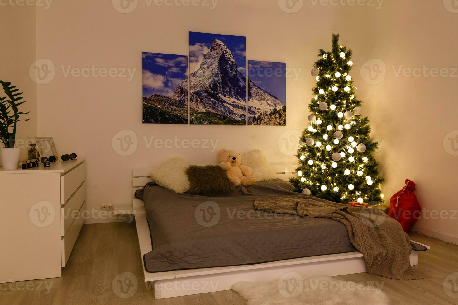 bellissimo letto vacanza decorazioni Natale foto