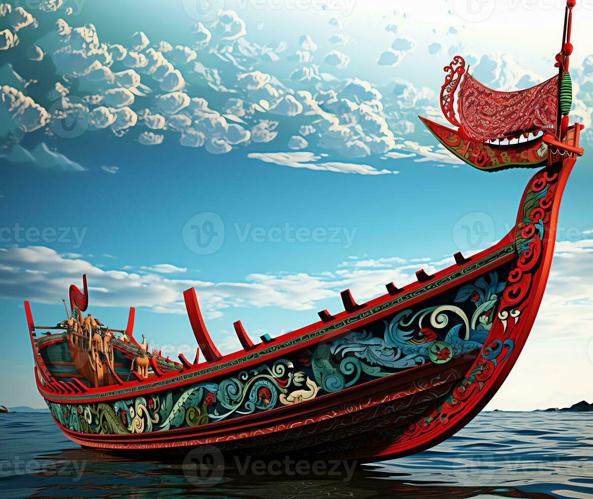 tradizionale tailandese barca su il spiaggia creare ai foto
