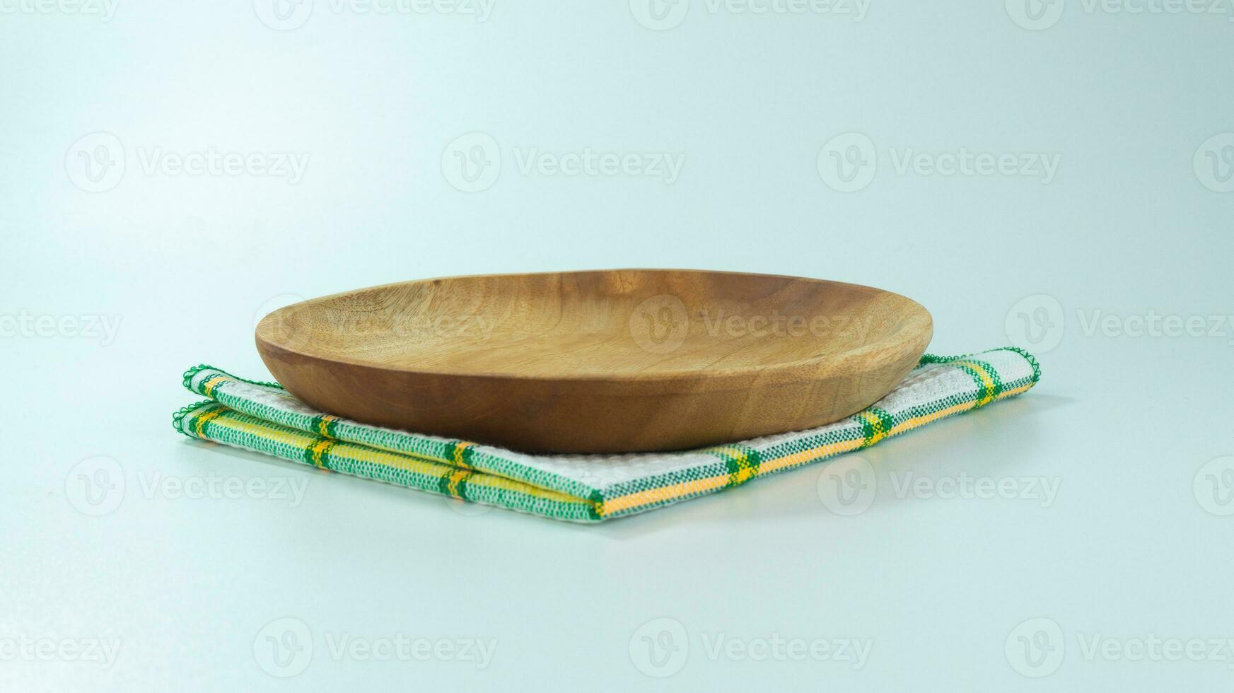 legna piatto con tovagliolo o tavolo stoffa foto